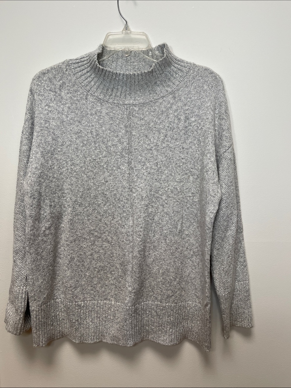 Ann Taylor LOFT Cozy Light Gray Mock Turtleneck Sweater